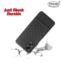 VAKIBO Parallax Design Black Coloured Soft TPU Rubber Back Cover Case With Camera Protection Ring Suitable for Oppo A38