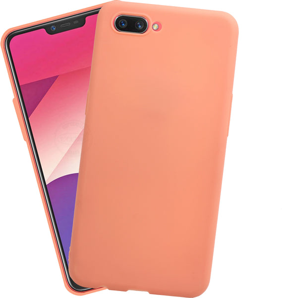 VAKIBO 1.2 MM Thick Peach Coloured Soft TPU Rubber Back Cover Case With Camera Protection Ring Suitable for Oppo A3S