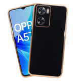 VAKIBO Golden Chrome Border Black Coloured Soft TPU Back Cover Case With Camera Protection Suitable for Oppo A57e