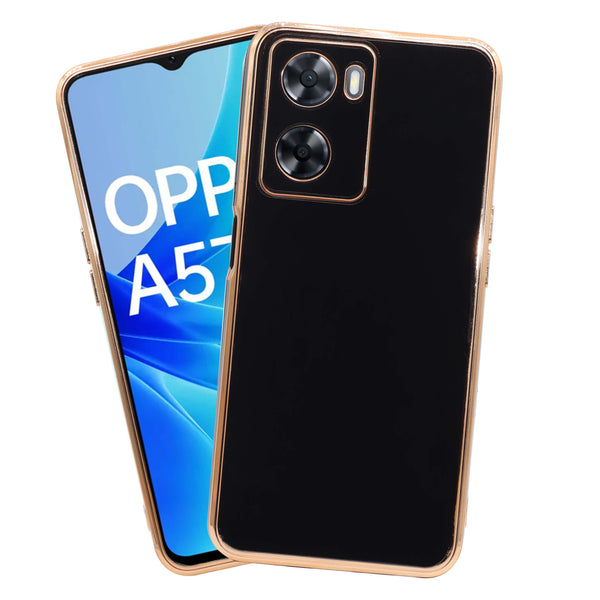 VAKIBO Golden Chrome Border Black Coloured Soft TPU Back Cover Case With Camera Protection Suitable for Oppo A57e