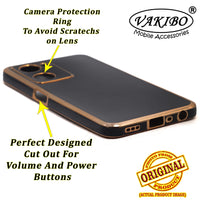 VAKIBO Golden Chrome Border Black Coloured Soft TPU Back Cover Case With Camera Protection Suitable for Oppo A57e
