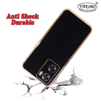 VAKIBO Golden Chrome Border Black Coloured Soft TPU Back Cover Case With Camera Protection Suitable for Oppo A57e