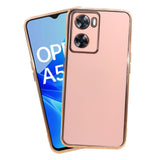 VAKIBO Golden Chrome Border Peach Coloured Soft TPU Back Cover Case With Camera Protection Suitable for Oppo A57e