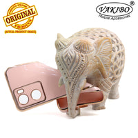 VAKIBO Golden Chrome Border Peach Coloured Soft TPU Back Cover Case With Camera Protection Suitable for Oppo A57e