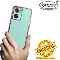 VAKIBO Golden Chrome Border Pista Green Coloured Soft TPU Back Cover Case With Camera Protection Suitable for Oppo A57e