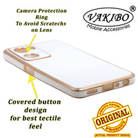 VAKIBO Golden Chrome Border White Coloured Soft TPU Back Cover Case With Camera Protection Suitable for Oppo A57e