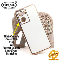 VAKIBO Golden Chrome Border White Coloured Soft TPU Back Cover Case With Camera Protection Suitable for Oppo A57e