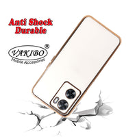 VAKIBO Golden Chrome Border White Coloured Soft TPU Back Cover Case With Camera Protection Suitable for Oppo A57e