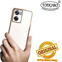 VAKIBO Golden Chrome Border White Coloured Soft TPU Back Cover Case With Camera Protection Suitable for Oppo A57e
