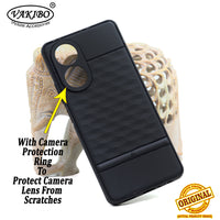 VAKIBO Parallax Design Black Coloured Soft TPU Rubber Back Cover Case With Camera Protection Ring Suitable for Oppo A58