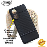 VAKIBO Parallax Design Black Coloured Soft TPU Rubber Back Cover Case With Camera Protection Ring Suitable for Oppo A58
