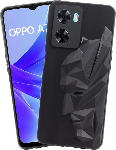 VAKIBO Bat Man 3D Mask Design Black Coloured Soft TPU Back Cover Case With Camera Protection Ring Suitable for OPPO A77 5G