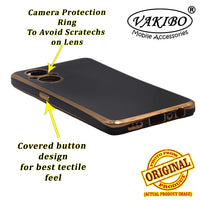 VAKIBO Golden Chrome Border Black Coloured Soft TPU Back Cover Case With Camera Protection Suitable for Oppo F21 Pro