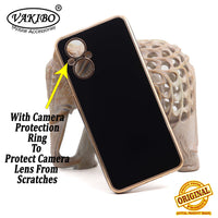 VAKIBO Golden Chrome Border Black Coloured Soft TPU Back Cover Case With Camera Protection Suitable for Oppo F21 Pro