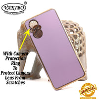 VAKIBO Golden Chrome Border Purple Coloured Soft TPU Back Cover Case With Camera Protection Suitable for Oppo F21 Pro