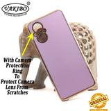 VAKIBO Golden Chrome Border Purple Coloured Soft TPU Back Cover Case With Camera Protection Suitable for Oppo F21 Pro