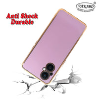 VAKIBO Golden Chrome Border Purple Coloured Soft TPU Back Cover Case With Camera Protection Suitable for Oppo F21 Pro