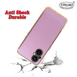 VAKIBO Golden Chrome Border Purple Coloured Soft TPU Back Cover Case With Camera Protection Suitable for Oppo F21 Pro