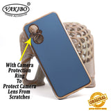 VAKIBO Golden Chrome Border Steel Blue Coloured Soft TPU Back Cover Case With Camera Protection Suitable for Oppo F21s Pro