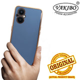 VAKIBO Golden Chrome Border Steel Blue Coloured Soft TPU Back Cover Case With Camera Protection Suitable for Oppo F21s Pro