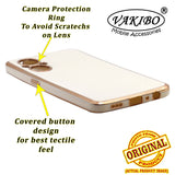 VAKIBO Golden Chrome Border White Coloured Soft TPU Back Cover Case With Camera Protection Suitable for Oppo F21 Pro