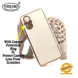 VAKIBO Golden Chrome Border White Coloured Soft TPU Back Cover Case With Camera Protection Suitable for Oppo F21 Pro