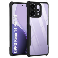 VAKIBO Best Selling Black and Transparent Coloured Made With Soft TPU and Acrylic Back Cover Case With 4 Corner and Camera Protection Suitable for Oppo Reno 14 Pro