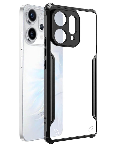 VAKIBO Best Selling Black and Transparent Coloured Made With Soft TPU and Acrylic Back Cover Case With 4 Corner and Camera Protection Suitable for Oppo Reno 14