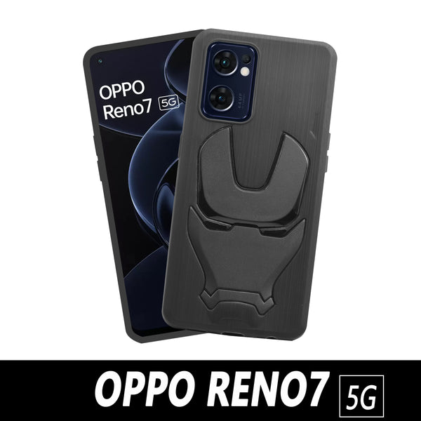 VAKIBO Iron Man 3D Mask Design Soft TPU Back Cover Case With Camera Protection Ring Suitable for Oppo Reno 7