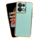 VAKIBO Golden Chrome Border Pista Coloured Soft TPU Back Cover Case With Camera Protection Suitable for Oppo Reno 8