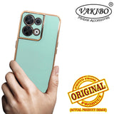 VAKIBO Golden Chrome Border Pista Coloured Soft TPU Back Cover Case With Camera Protection Suitable for Oppo Reno 8