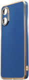 VAKIBO Golden Chrome Border Dark Blue Coloured Soft TPU Back Cover Case With Camera Protection Suitable for Oppo A17