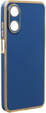 VAKIBO Golden Chrome Border Dark Blue Coloured Soft TPU Back Cover Case With Camera Protection Suitable for Oppo A17