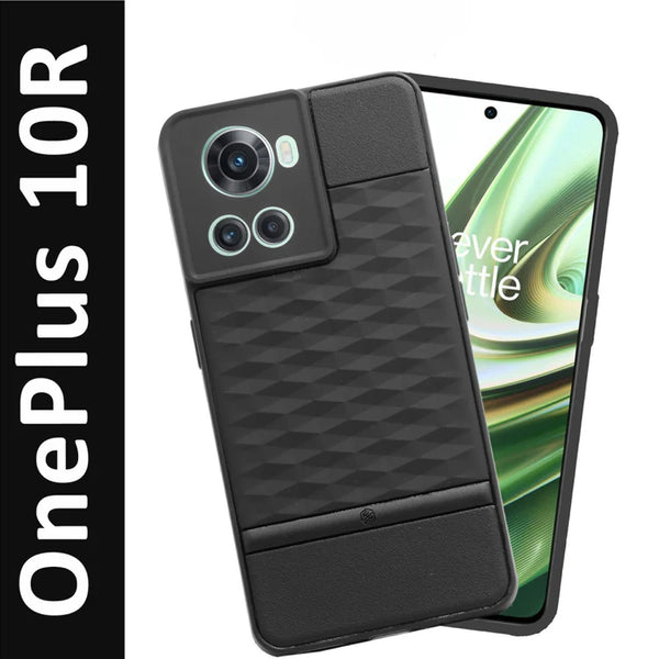 VAKIBO Parallax Design Black Coloured Soft TPU Rubber Back Cover Case With Camera Protection Ring Suitable for OnePlus Ace