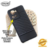 VAKIBO Parallax Design Black Coloured Soft TPU Rubber Back Cover Case With Camera Protection Ring Suitable for OnePlus 10R