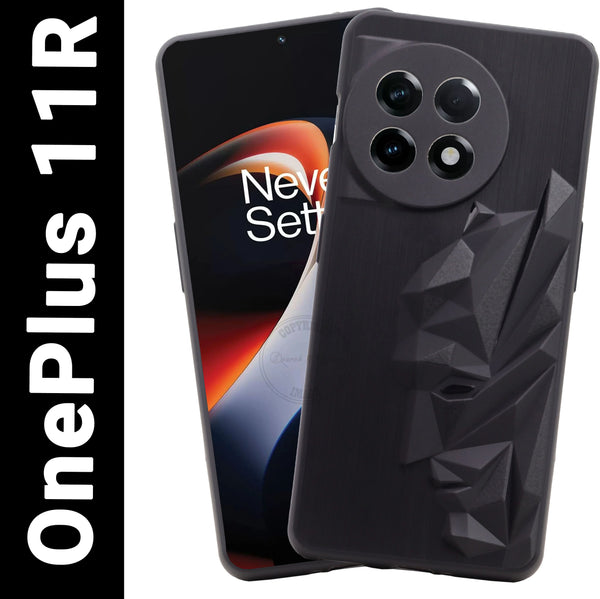 VAKIBO Bat Man 3D Mask Design Black Coloured Soft TPU Back Cover Case With Camera Protection Ring Suitable for OnePlus 11 R