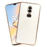 VAKIBO Golden Chrome Border White Coloured Soft TPU Back Cover Case With Camera Protection Suitable for OnePlus 6