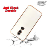 VAKIBO Golden Chrome Border White Coloured Soft TPU Back Cover Case With Camera Protection Suitable for OnePlus 6
