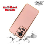 VAKIBO Golden Chrome Border Peach Coloured Soft TPU Back Cover Case With Camera Protection Suitable for OnePlus 2T