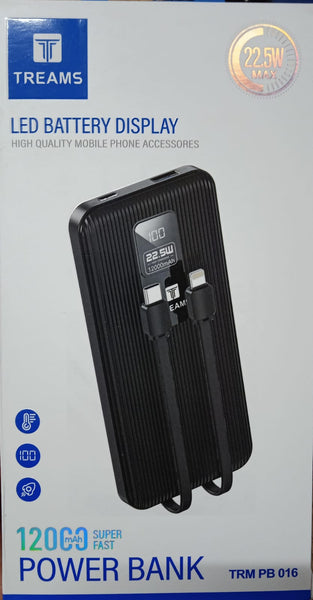 Treams PB 016 Power bank 12000mah 22.5W FAST CHARGE(WITH CABLE)