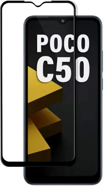 Super Premium Quality Tempered Glass Screen Guard Protector With Black Border Suitable For Mi Poco C50