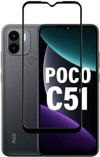 Super Premium Quality Tempered Glass Screen Guard Protector With Black Border Suitable For Mi Poco C51