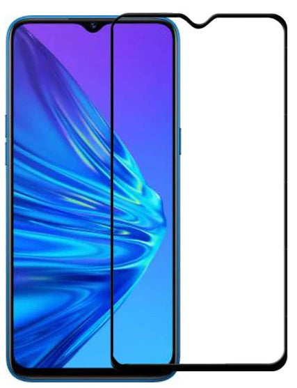 Super Premium Quality Tempered Glass Screen Guard Protector With Black Border Suitable For Realme 5s
