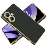 VAKIBO Golden Chrome Border Black Coloured Soft TPU Back Cover Case With Camera Protection Suitable for Realme 10 Pro Plus