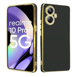 VAKIBO Golden Chrome Border Black Coloured Soft TPU Back Cover Case With Camera Protection Suitable for Realme 10 Pro Plus