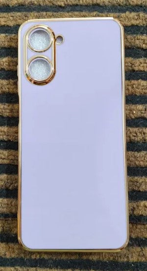 VAKIBO Golden Chrome Border Purple Coloured Soft TPU Back Cover Case With Camera Protection Suitable for Realme 10 Pro
