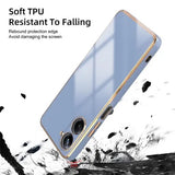 VAKIBO Golden Chrome Border Steel Blue Coloured Soft TPU Back Cover Case With Camera Protection Suitable for Realme 10 Pro