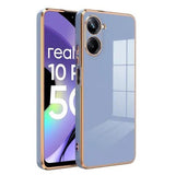 VAKIBO Golden Chrome Border Steel Blue Coloured Soft TPU Back Cover Case With Camera Protection Suitable for Realme 10 Pro