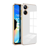 VAKIBO Golden Chrome Border White Coloured Soft TPU Back Cover Case With Camera Protection Suitable for Realme 10 Pro