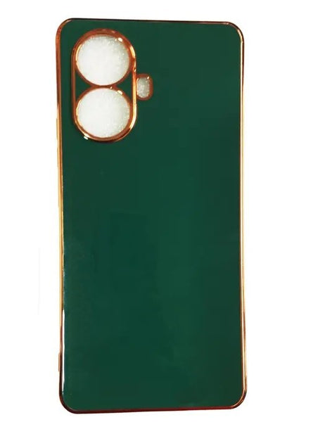 VAKIBO Golden Chrome Border Green Coloured Soft TPU Back Cover Case With Camera Protection Suitable for Realme 10 Pro Plus